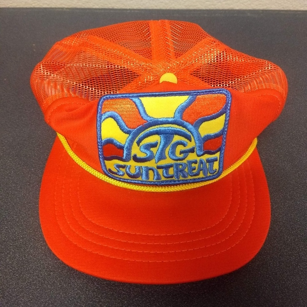 Vintage Made In USA Hat SnapBack Cap Bright Orange